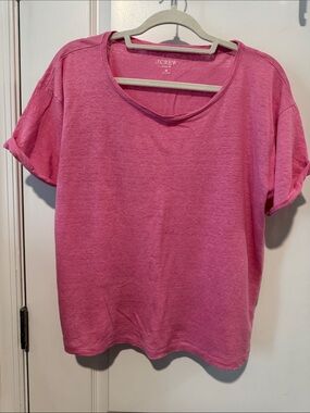 J. Crew Heather Pink Short-Sleeve Crewneck Linen Tee, medium